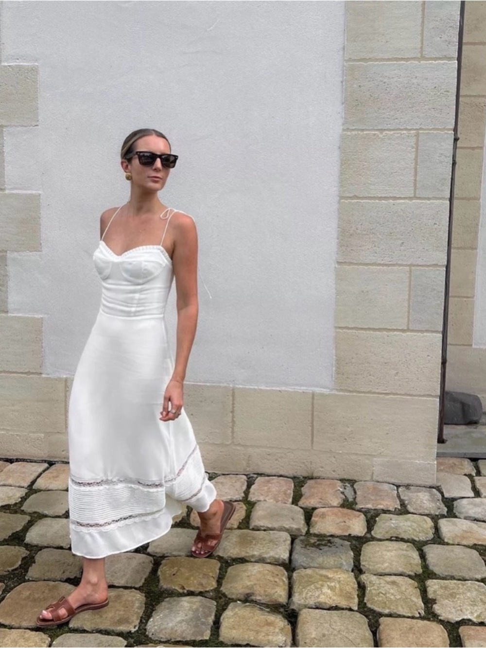 NWT Reformation Ronan Midi Dress Lace Ivory Tie Strap sz 4 - Picture 7 of 10
